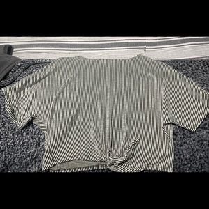 Caution to the wind green stripped shirt